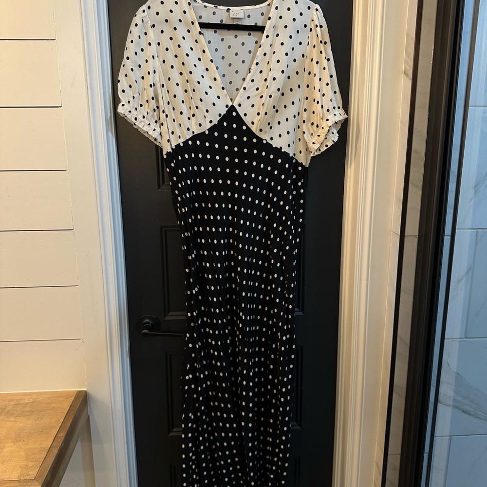 A New Day Black and White Polka Dot Maxi Dress
